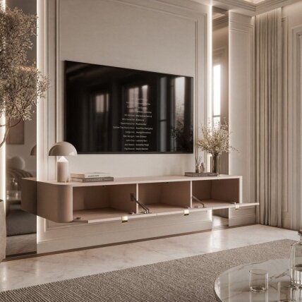 TV spintelė SAGE180, kašmyro spalvos, su auksinio chromo rankenėlėmis 3