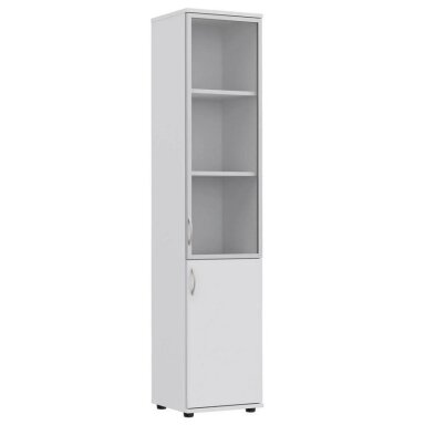 Uždara biuro spinta su vitrina S22 White