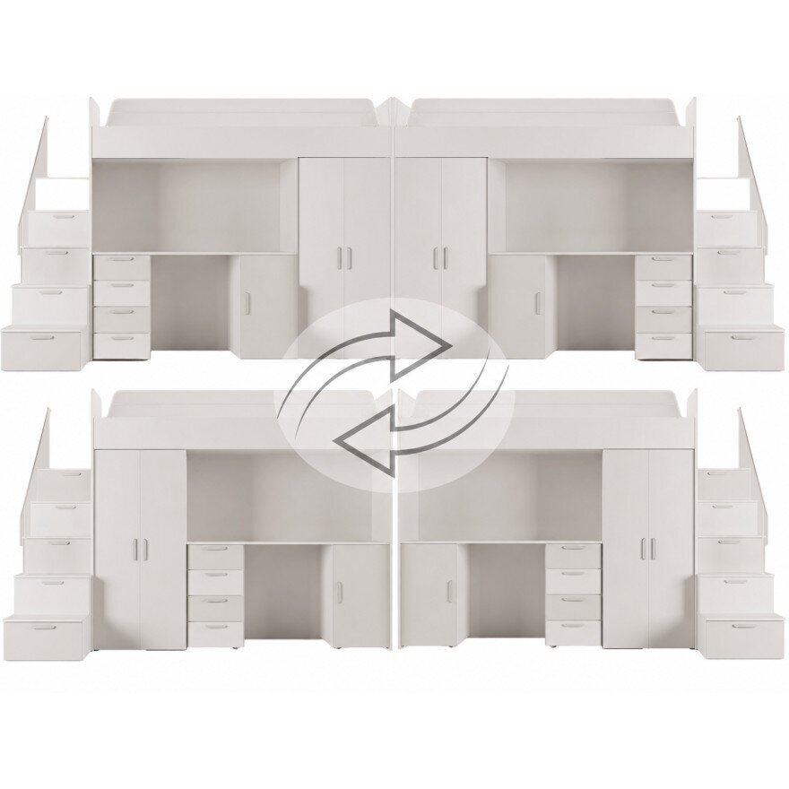 Vaikų kambario baldų komplektas RAJ 4 su lova, kašmyro / rožinis, blizgus 3