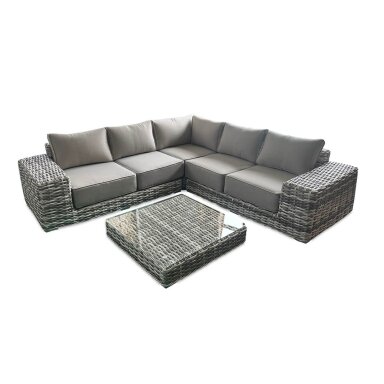 VEGA CAFFE Šviesiai pilkos spalvos technorotango kampinė lauko sofa