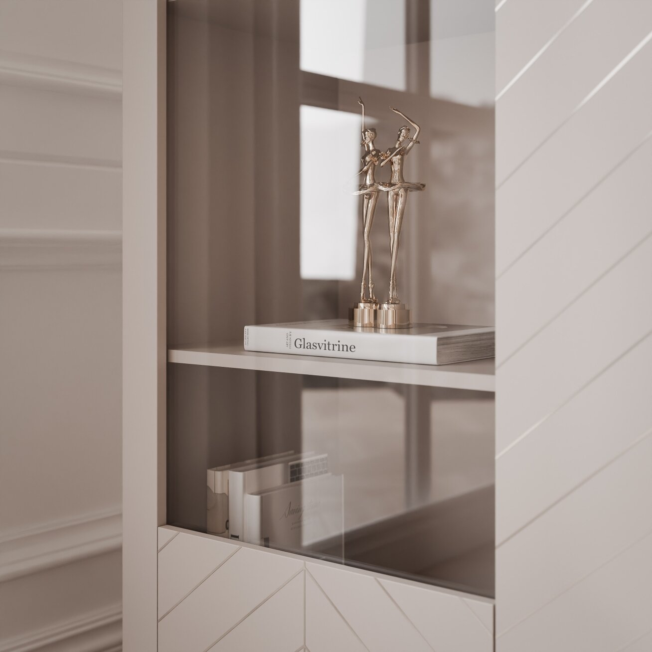 Plati dviejų durų vitrina LORIEN 103 cm Spalvos: Kašmyras 4