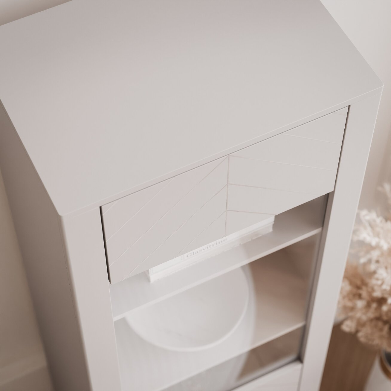 Aukšta siaura vitrina LORIEN 60 cm Spalva: kašmyras 4 Aukšta siaura vitrina LORIEN 60 cm Spalva: kašmyras 4