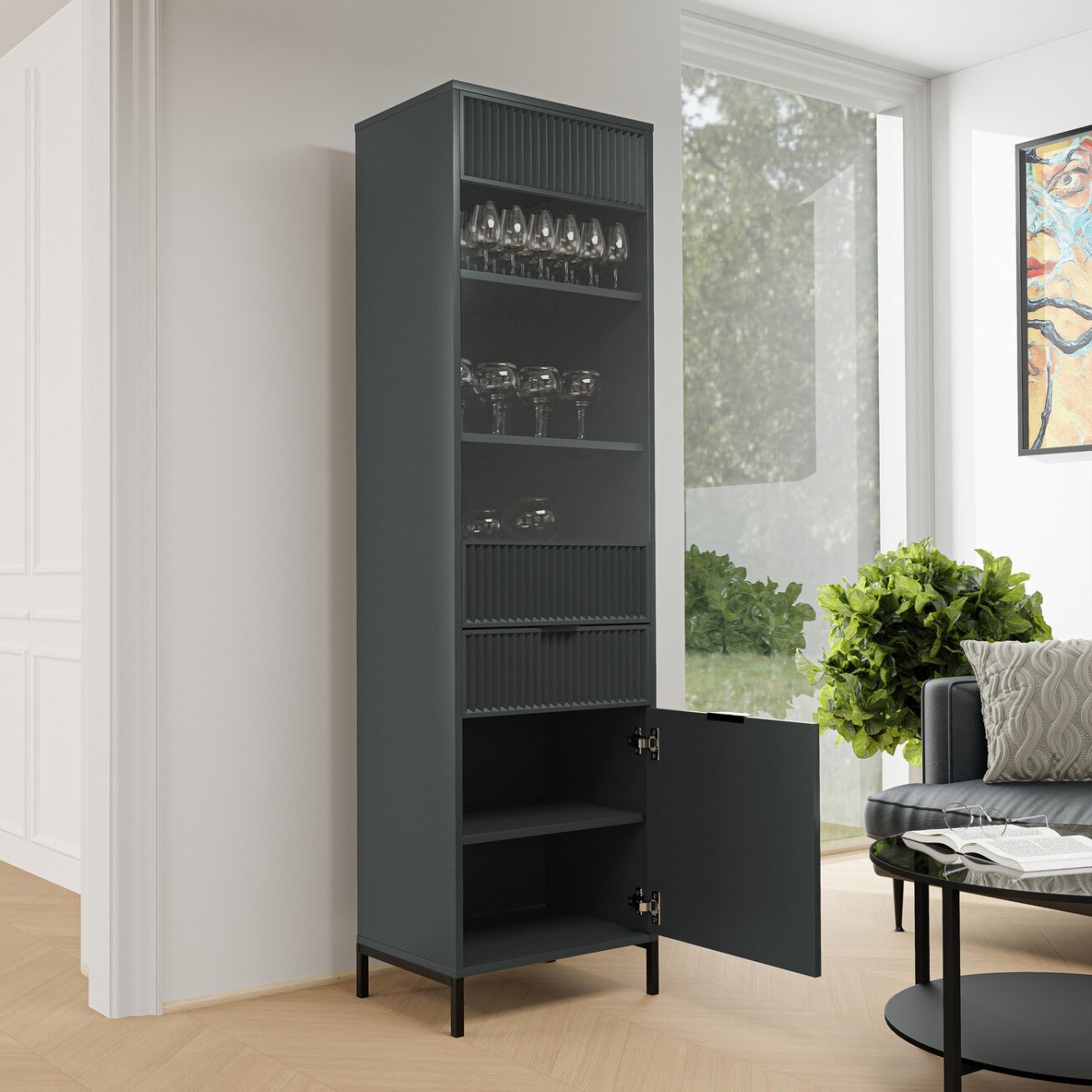 Aukšta vitrina WAVE Spalvos: Greenstone (žalia) 2