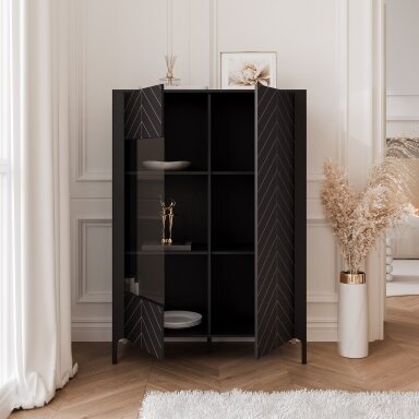 Plati dviejų durų vitrina LORIEN 103 cm Spalvos: Juoda painflow