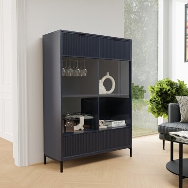 Plati vitrina WAVE 105 cm Spalva: Indigo (tamsiai mėlyna)