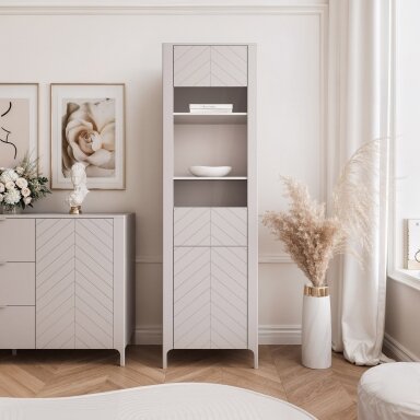 Aukšta siaura vitrina LORIEN 60 cm Spalva: kašmyras