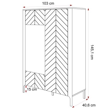 Plati dviejų durų vitrina LORIEN 103 cm Spalvos: Juoda painflow 6
