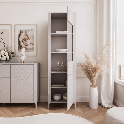 Aukšta siaura vitrina LORIEN 60 cm Spalva: kašmyras 2