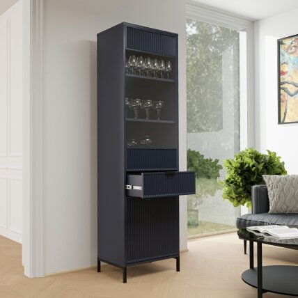 Aukšta vitrininė spinta WAVE Spalvos: Indigo (tamsiai mėlyna) 2